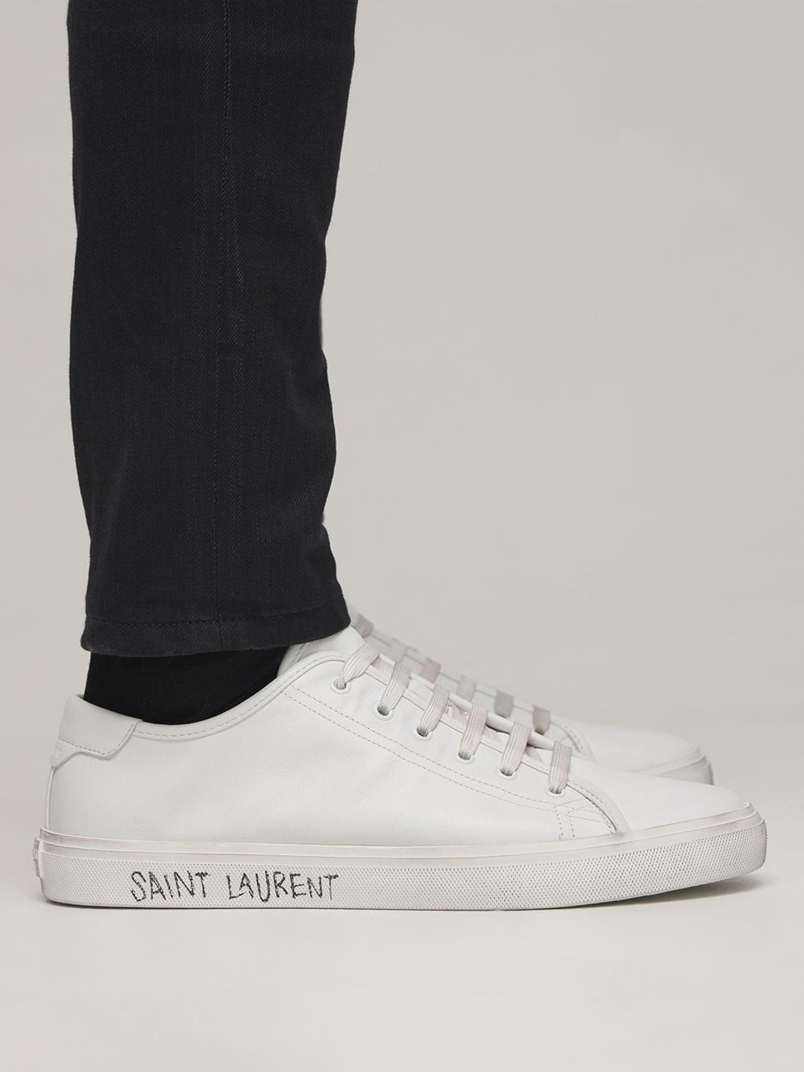 Saint Laurent Malibu Leather Sneakers in White for Men | Lyst