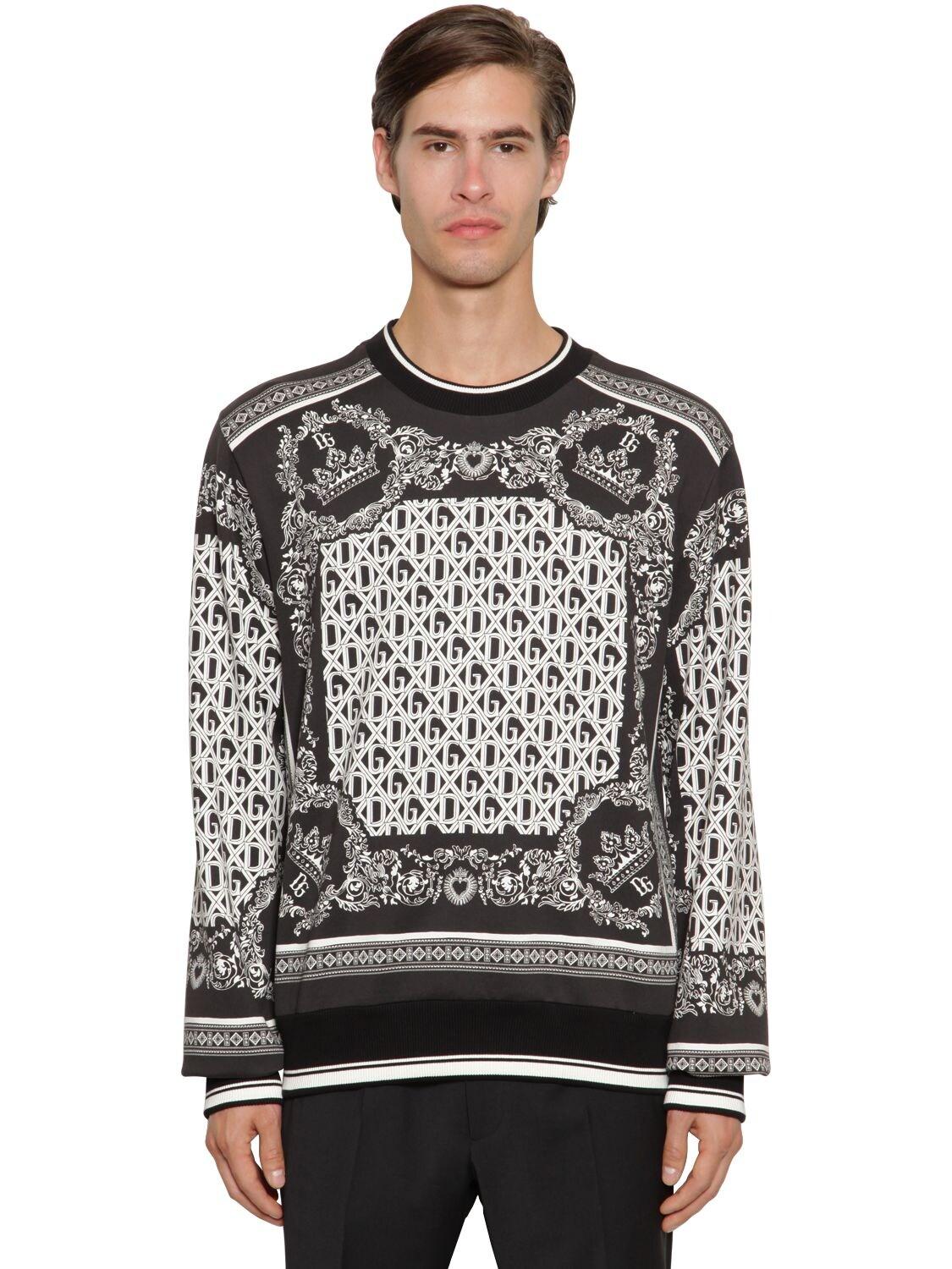 Dolce & Gabbana Bandana Printed Cotton Sweatshirt in Black/White (Black ...