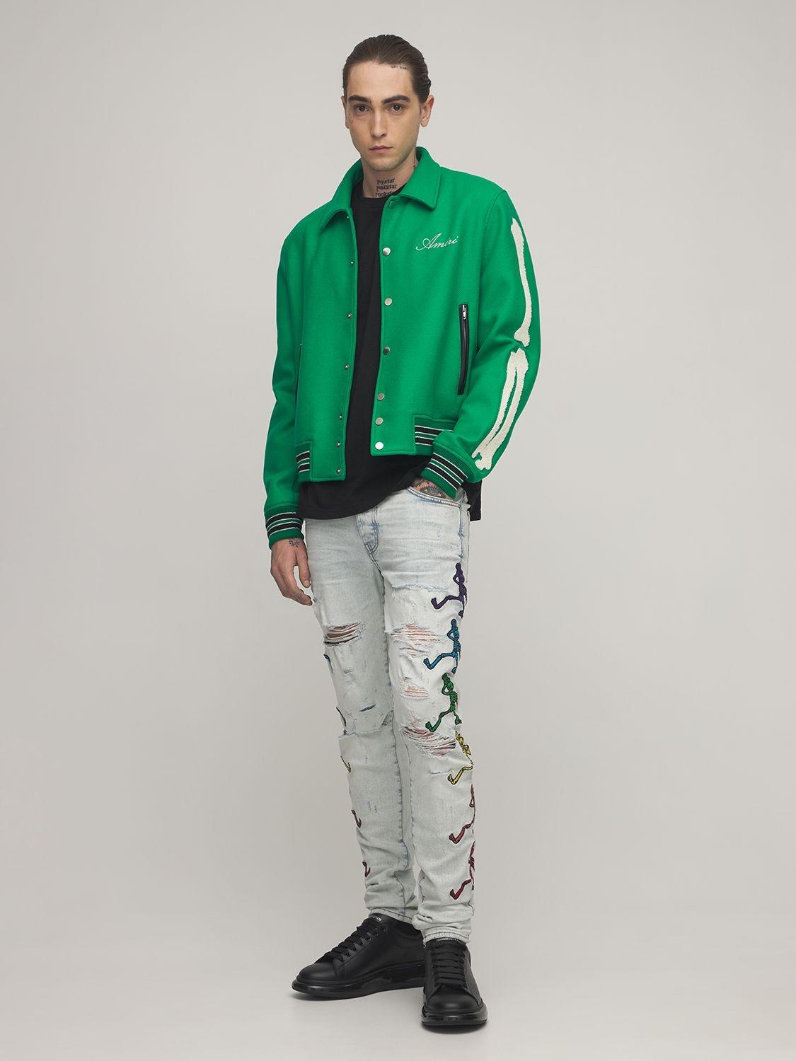 AMIRI Bones Varsity Jacket Green Men's - SS21 - US