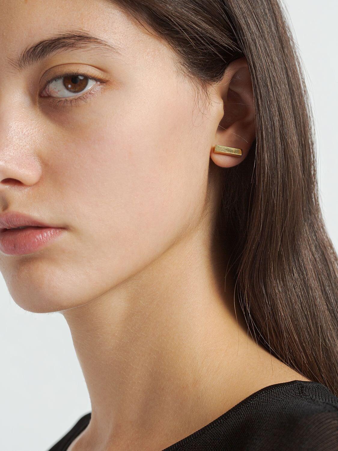 Saint Laurent Asymmetrical Monogram Earrings in White | Lyst UK