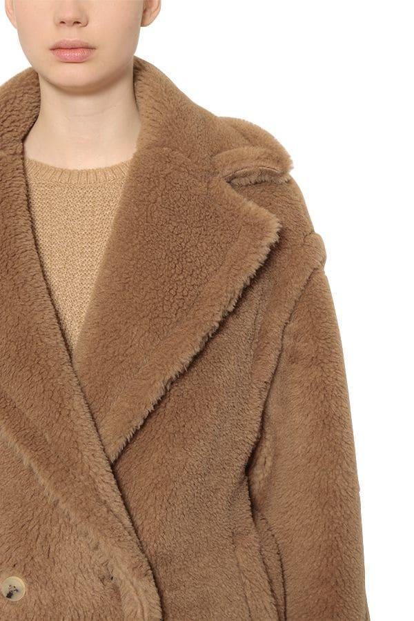 Max Mara Teddy Camel & Silk Coat in Natural - Lyst