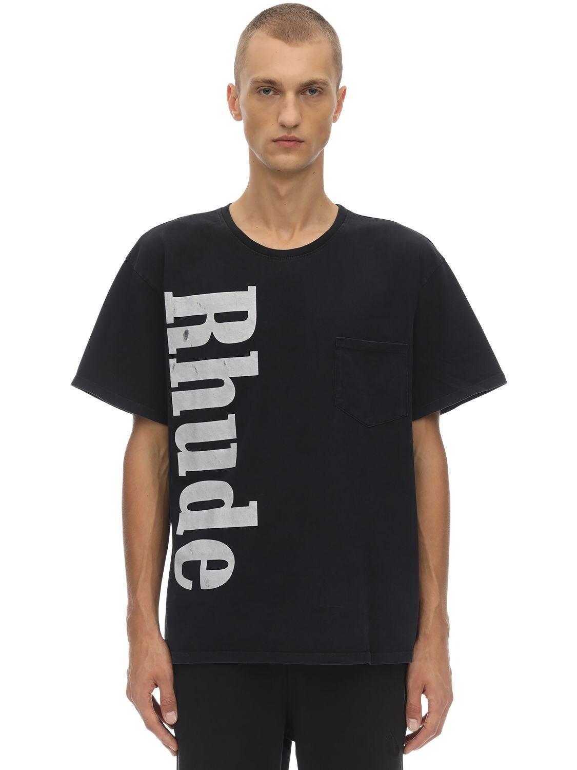 Rhude Printed Cotton Jersey T-shirt in Black for Men - Lyst