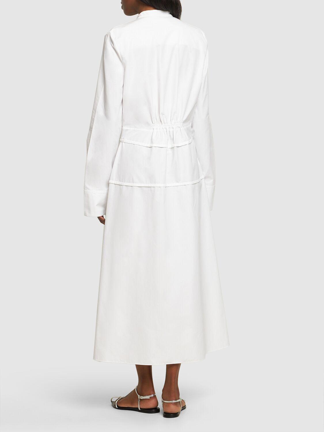 Jil Sander Heavy Cotton Poplin Midi Shirt Dress in White | Lyst