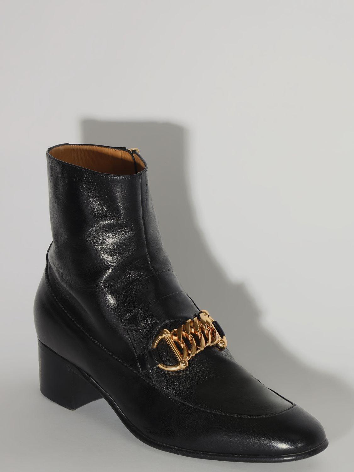 Gucci Leather Horsebit Chain Boots - Farfetch