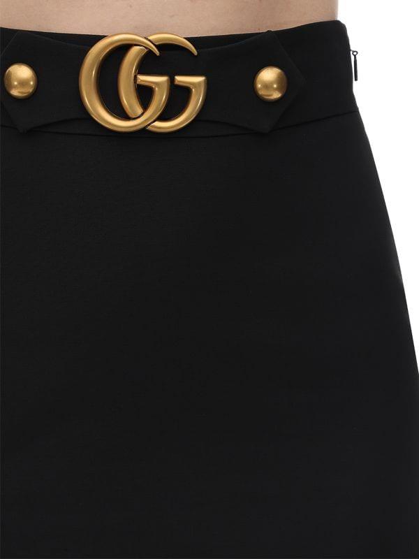 Gucci Gg Buckle High Waisted Cady Crepe Skirt in Black - Lyst