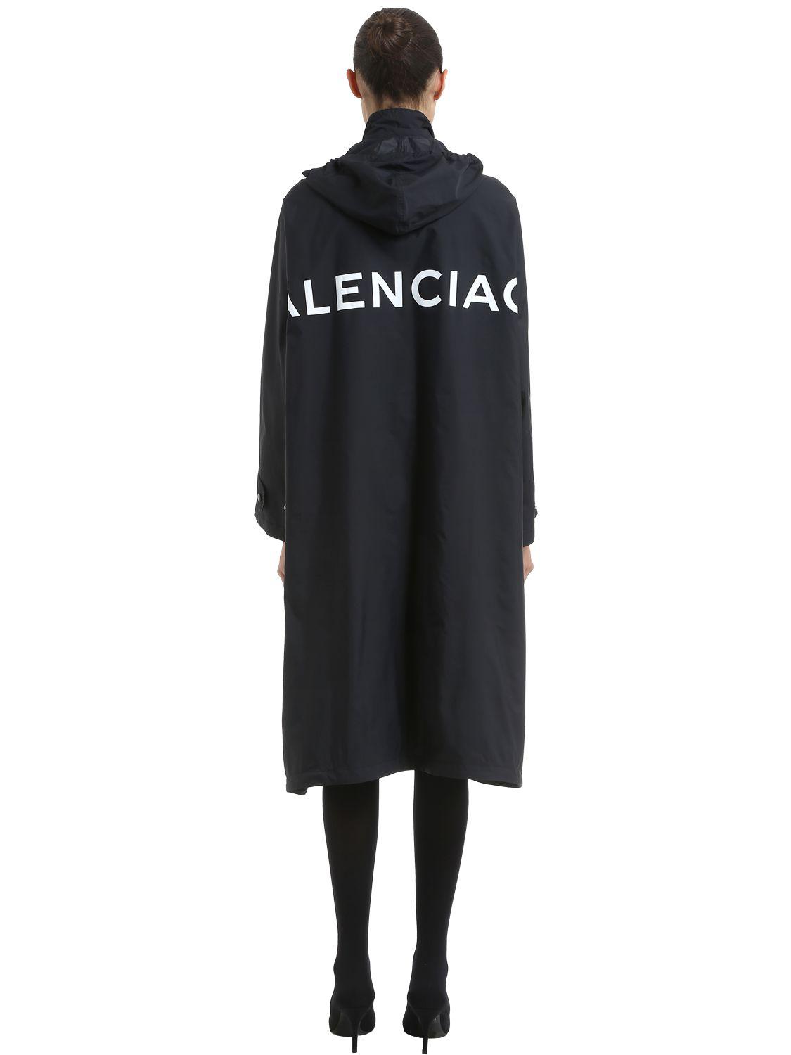 Balenciaga Oversized Logo Printed Raincoat in Black | Lyst