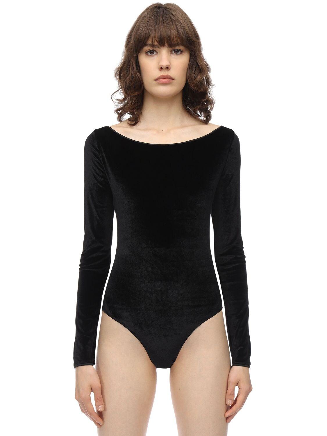 Oséree Long Sleeve Velvet One Piece Swimsuit in Black Save 30 Lyst