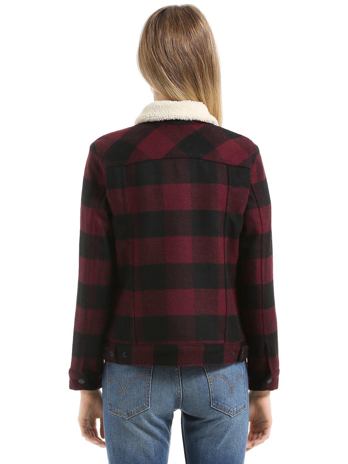 Levi's Plaid Wool Trucker Jacket in Red/Black (Red) - Lyst