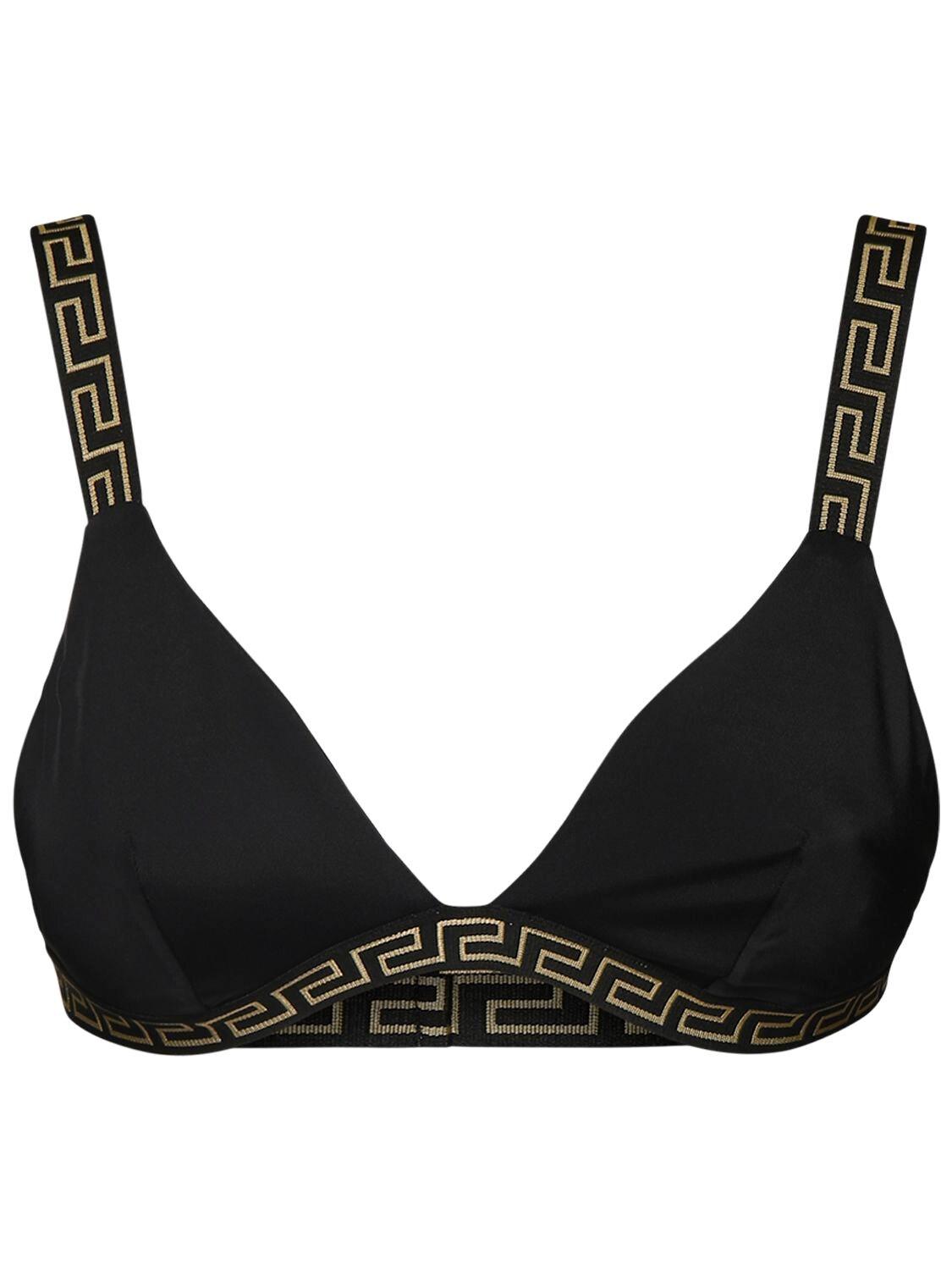 Versace Triangle Bikini Top W/ Greek Motif in Black - Lyst