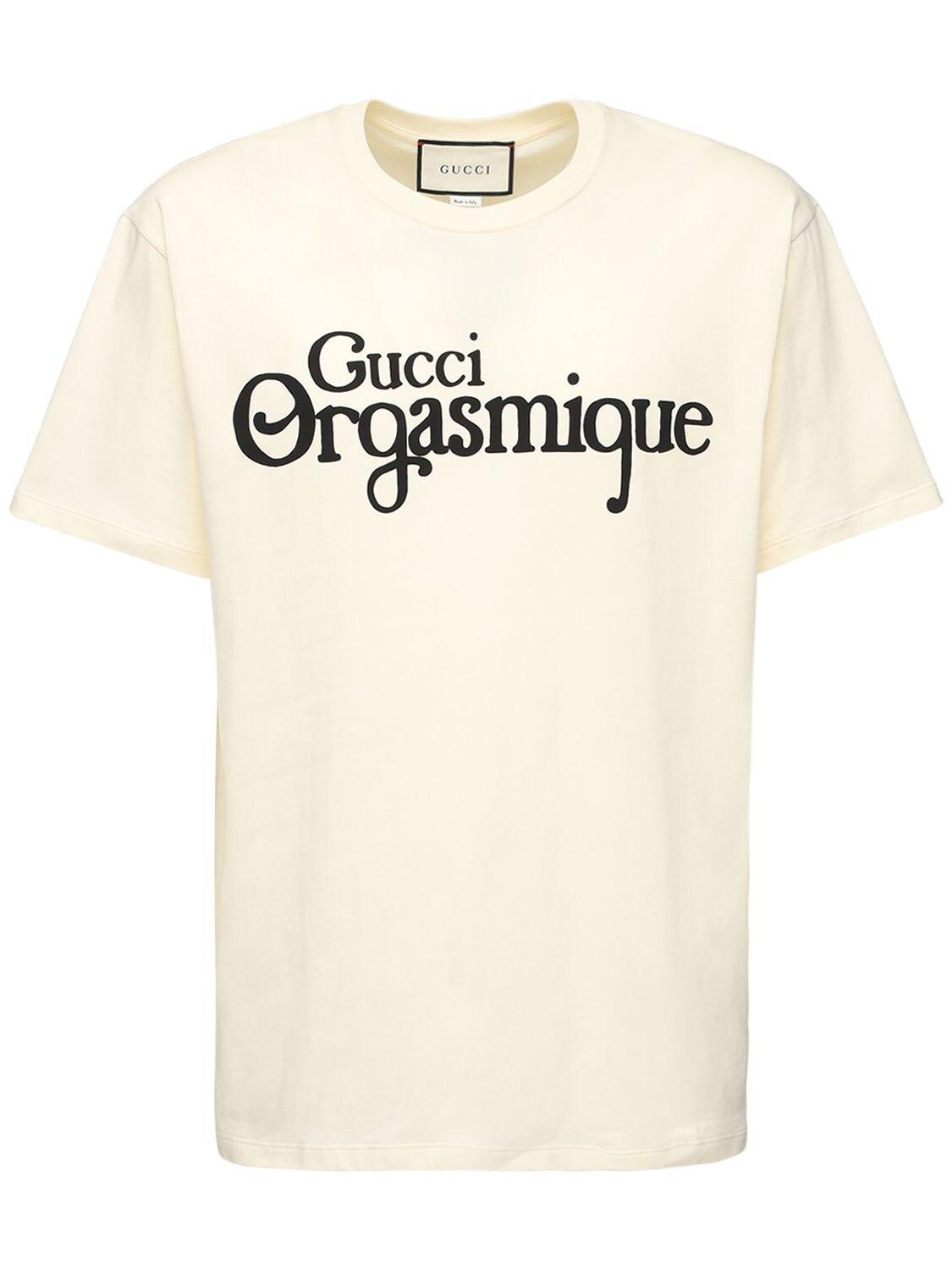 T-shirt oversize con stampa Orgasmique da Uomo di Gucci in Bianco | Lyst
