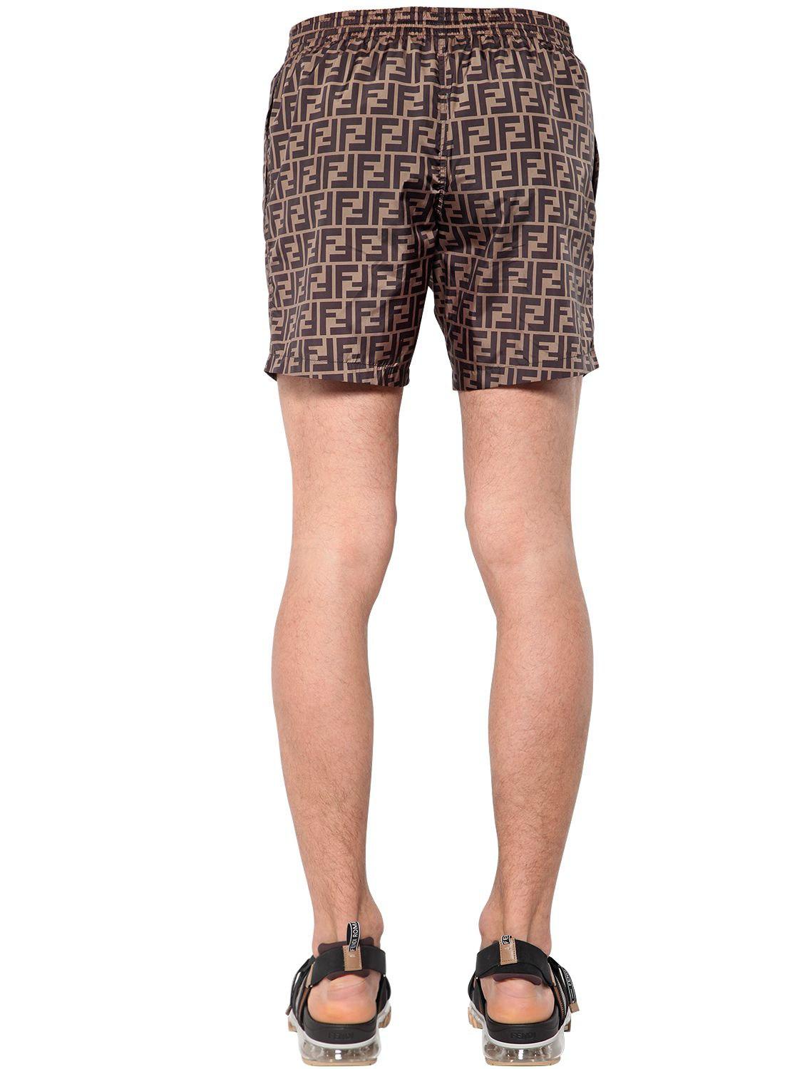 Fendi Ff printed Swim Shorts in Brown for Men Lyst Canada