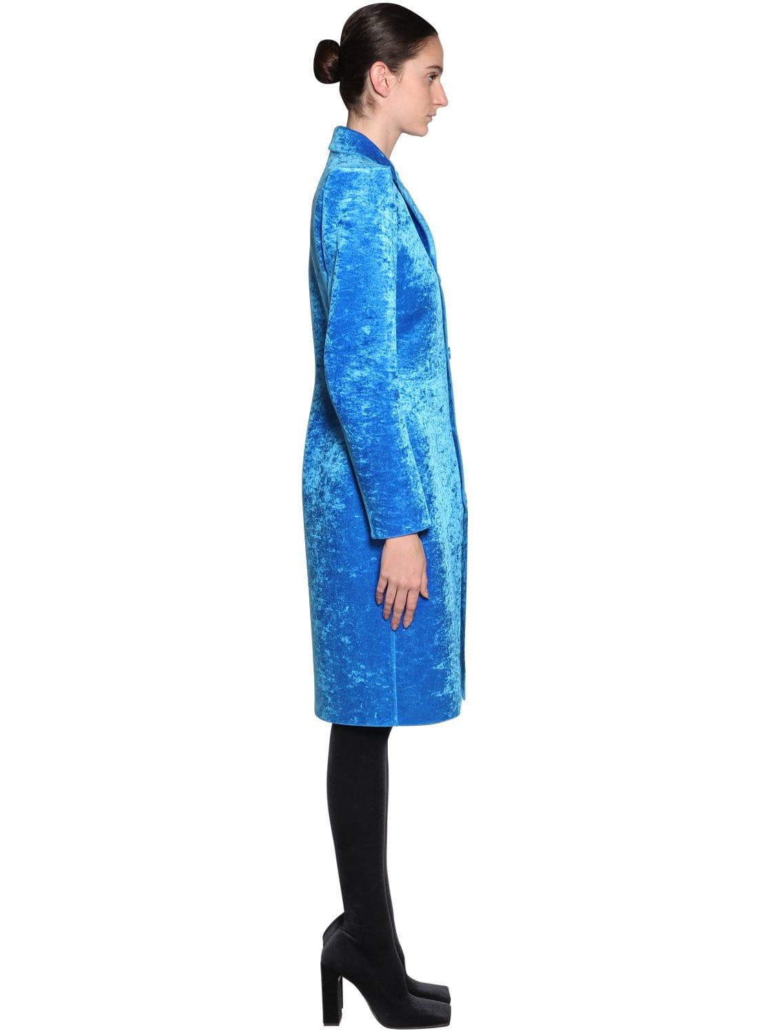 balenciaga blue velvet dress