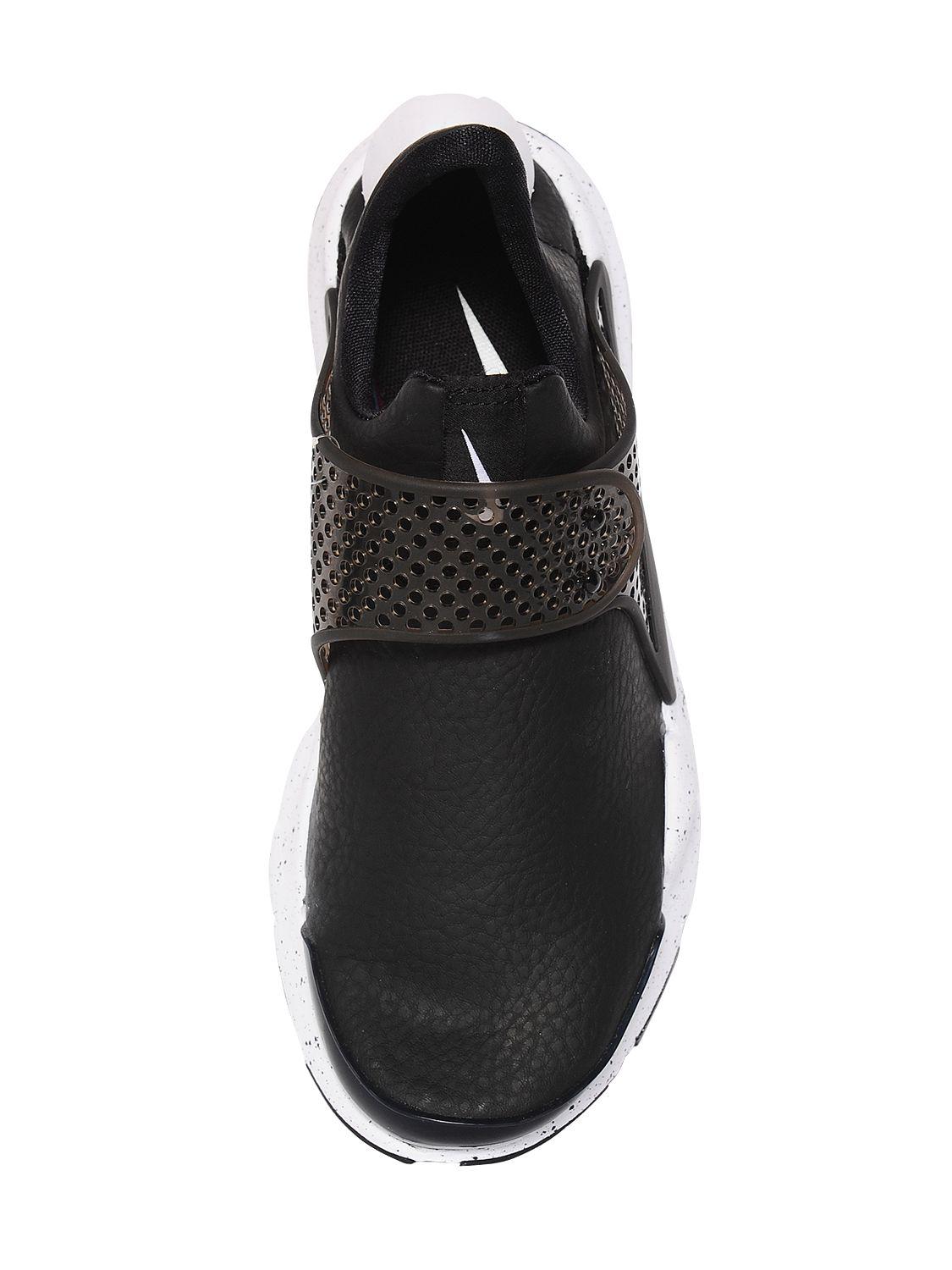 Nike Sock Dart Premium Faux Leather Sneakers in Black for Men - Lyst