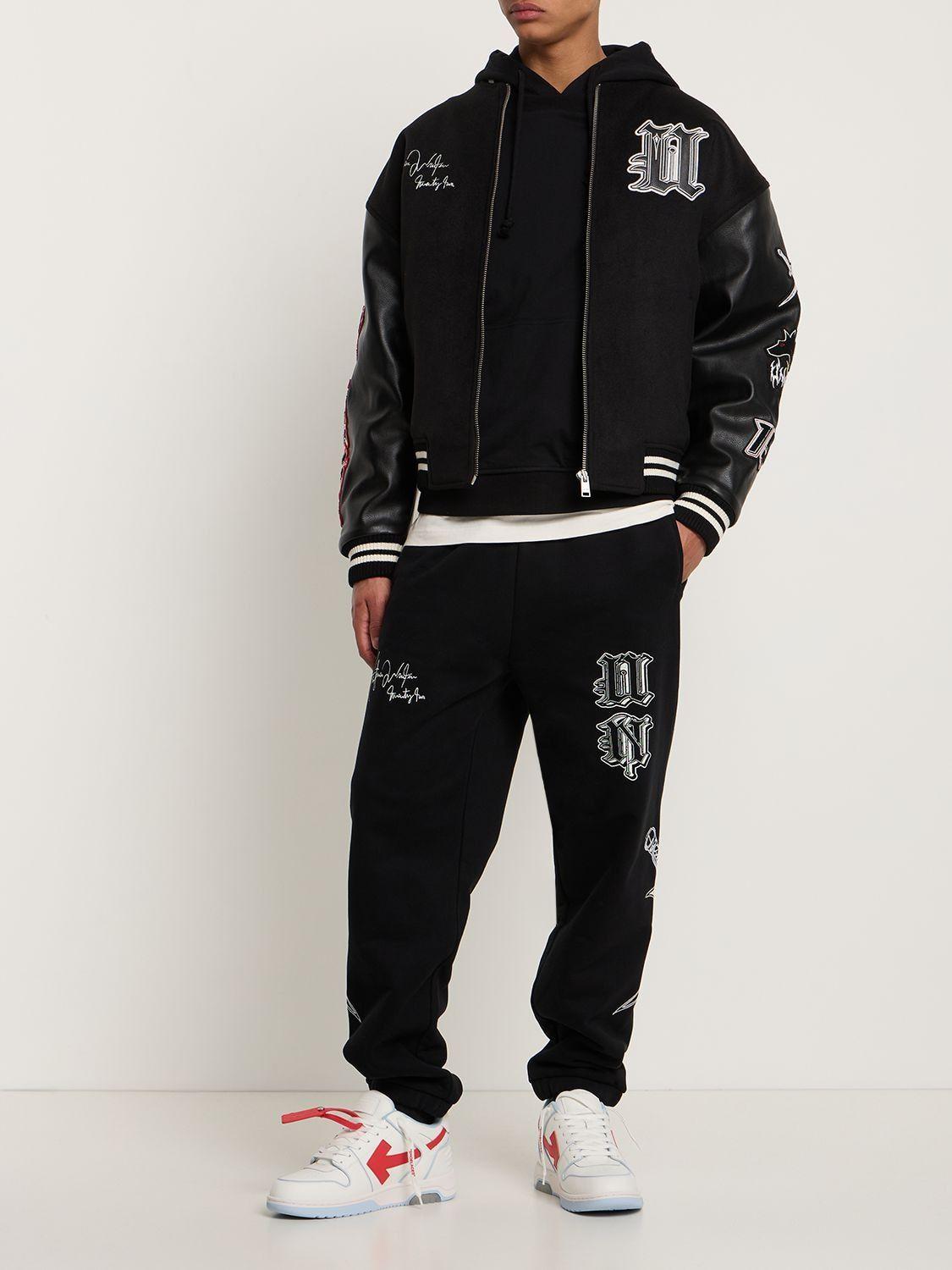 Unknown Logo Embroidered Tech Varsity Jacket in Black for Men | Lyst
