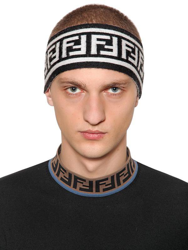 Fendi Wool Ff Motif Headband in Black for Men - Lyst