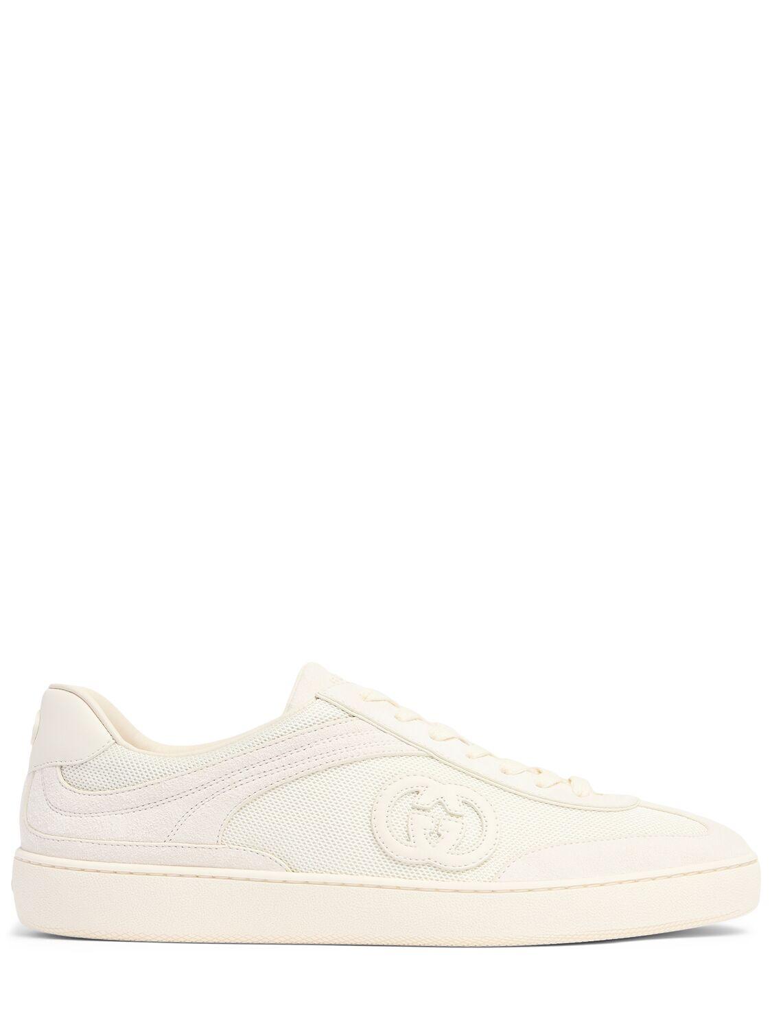 Gucci メンズ ナチュラル G74 Gg スエード&ファブリックスニーカー 