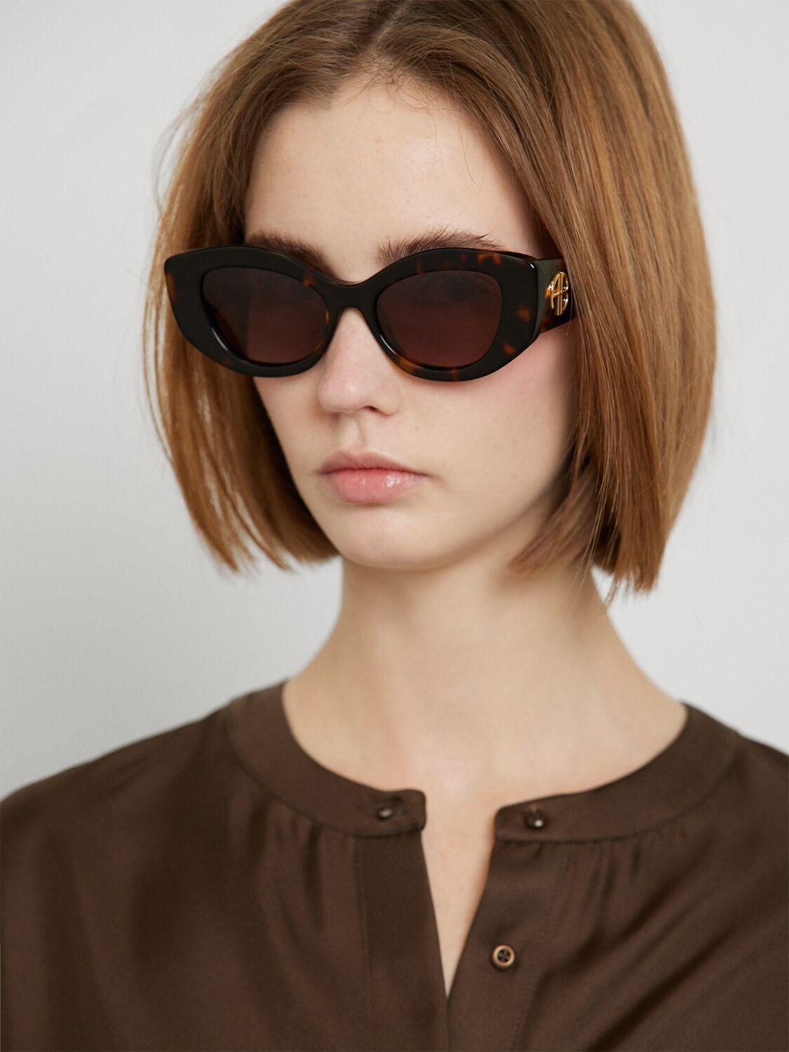 Anine Bing Rennes Round Acetate Sunglasses in Brown | Lyst