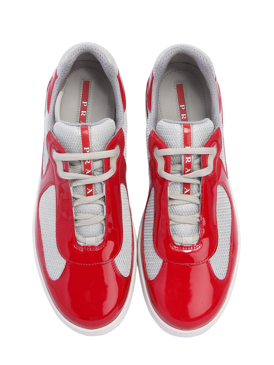 Prada Men's Shoes Leather Trainers Sneakers in Red/Silver (Red) for Men -  Save 71% | Lyst