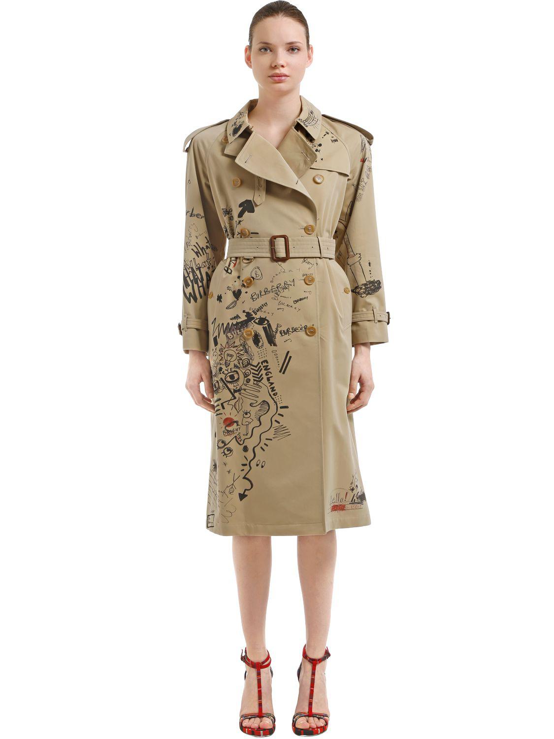 Trench en coton imprimé graffitis Burberry en coloris Neutre | Lyst