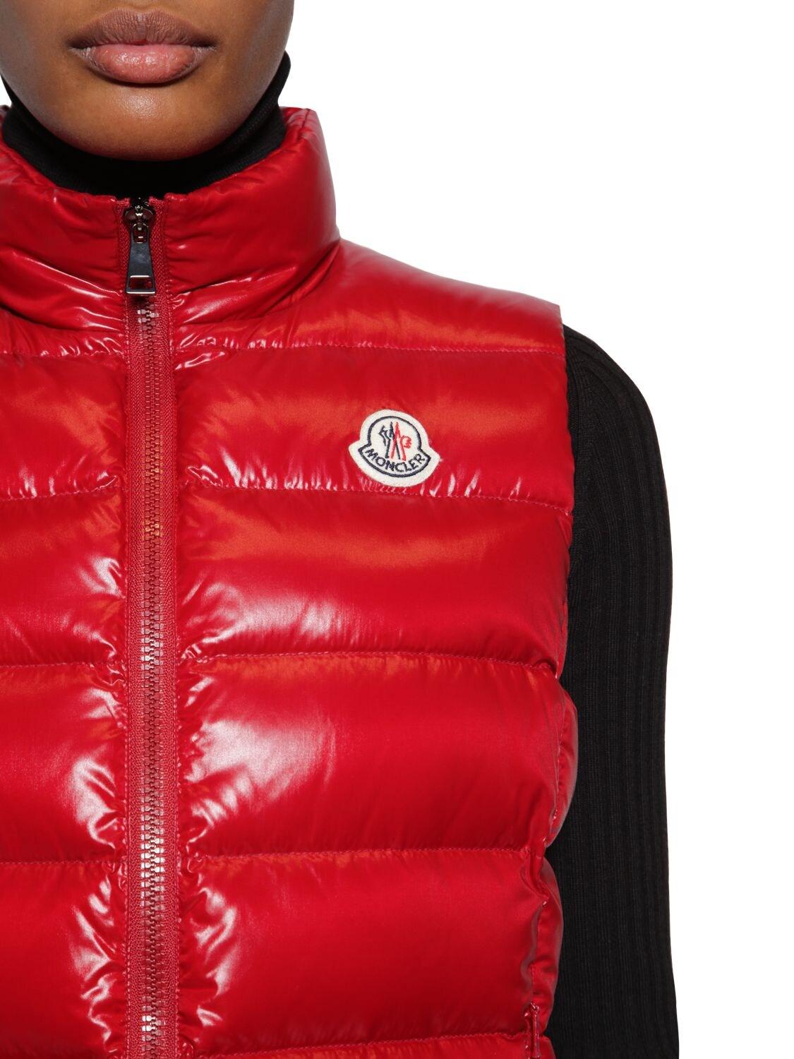 Moncler Synthetic Ghany Nylon Down Vest in Red Lyst