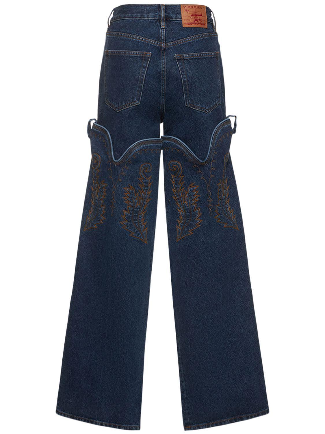 Y. Project Cowboy Embroidered Straight Denim Jeans in Blue | Lyst