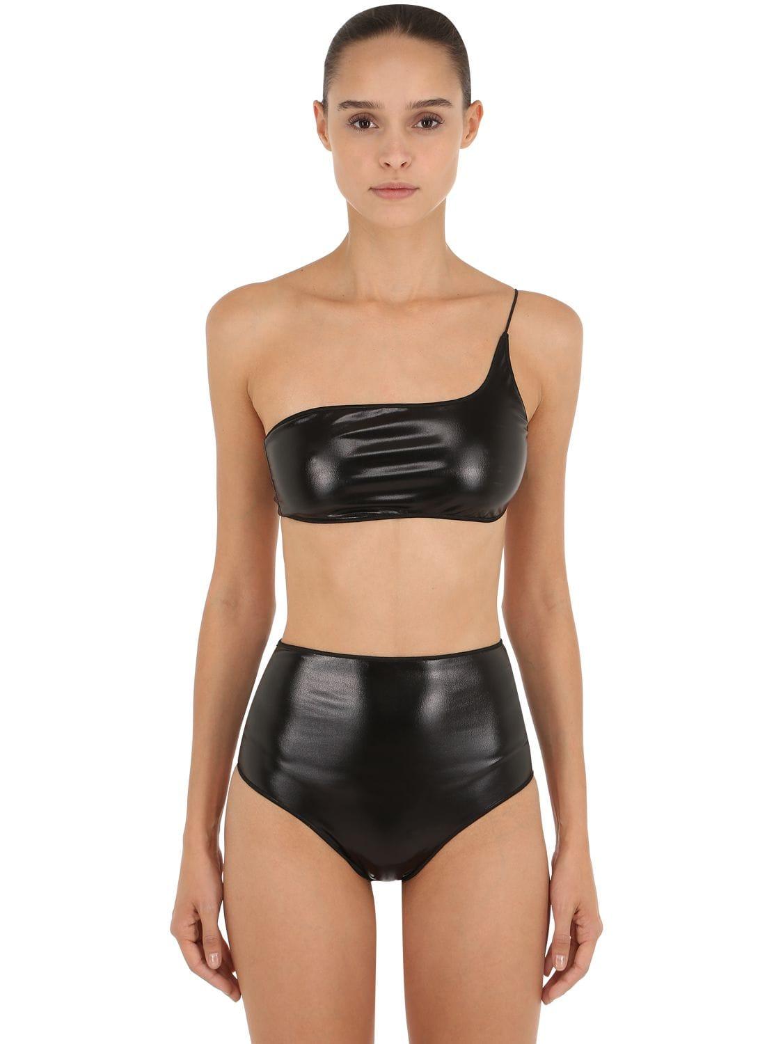 Oséree Einschultriger Bikini Aus Latex in Schwarz | Lyst DE