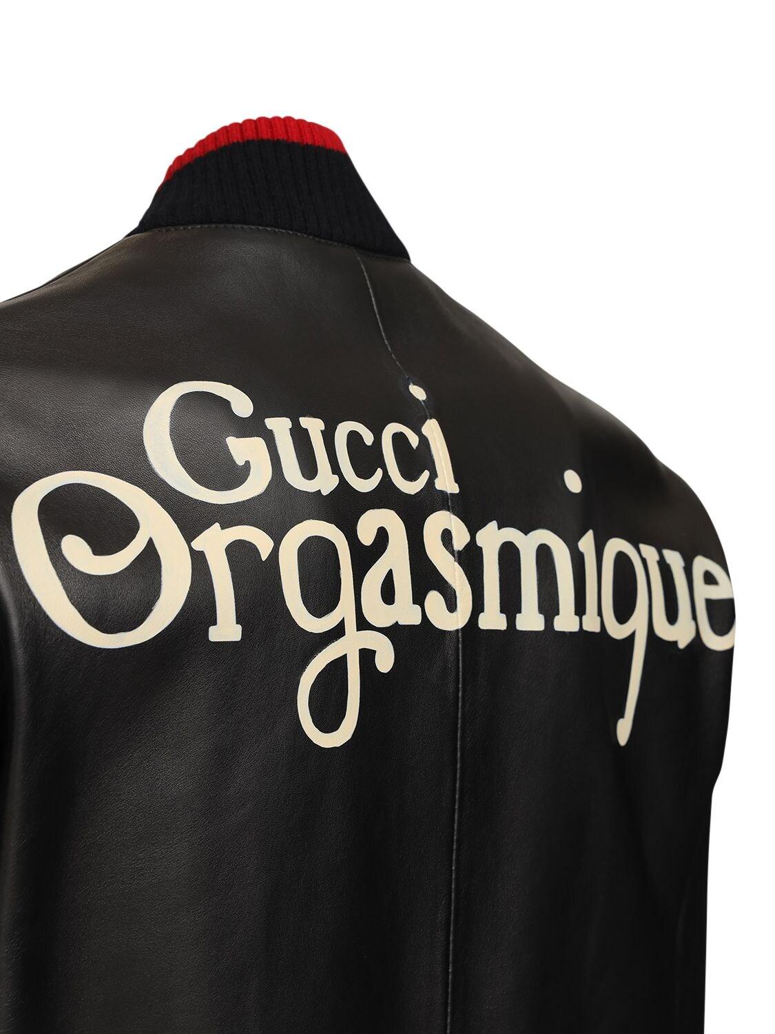 Gucci Orgasmique Soft Leather Bomber Jacket in Black for Men | Lyst