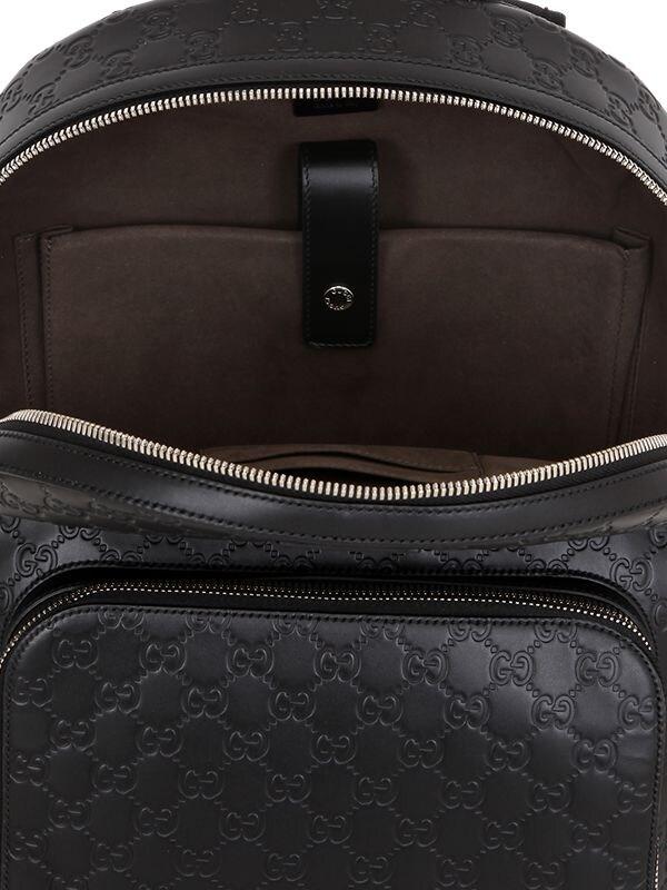 Gucci Signature Leather Backpack in Black for Men