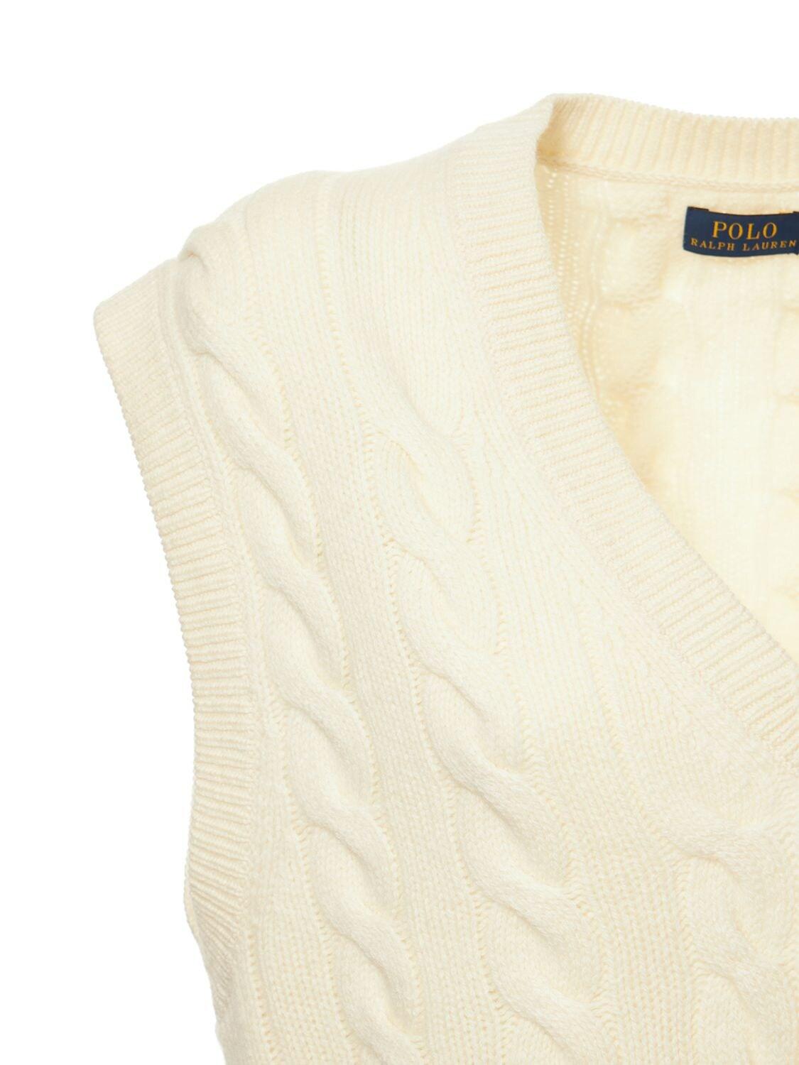 Womens Clothing Jumpers and knitwear Sleeveless jumpers Polo Ralph Lauren Braided Wool & Cashmere Knit Vest in White 