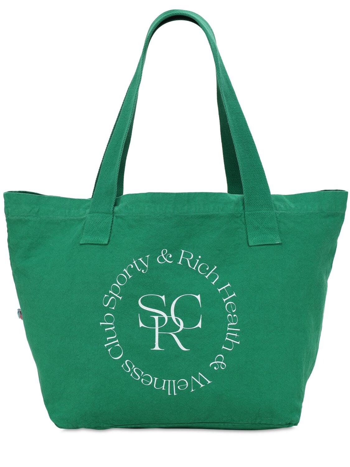 Sporty & Rich Asics Collab Cotton Tote Bag in Green | Lyst