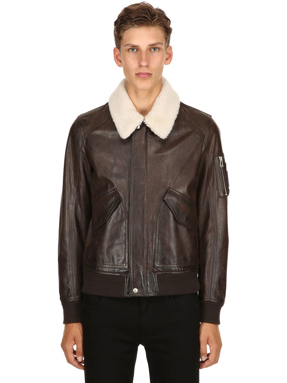 Belstaff Arne Leather Aviator Jacket in Dark Brown (Brown) for Men - Lyst