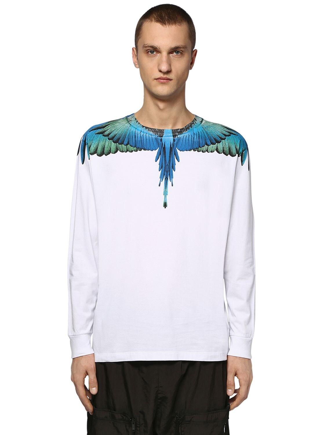 Marcelo Burlon Printed Wings Cotton Jersey Ls T-shirt in White for Men ...