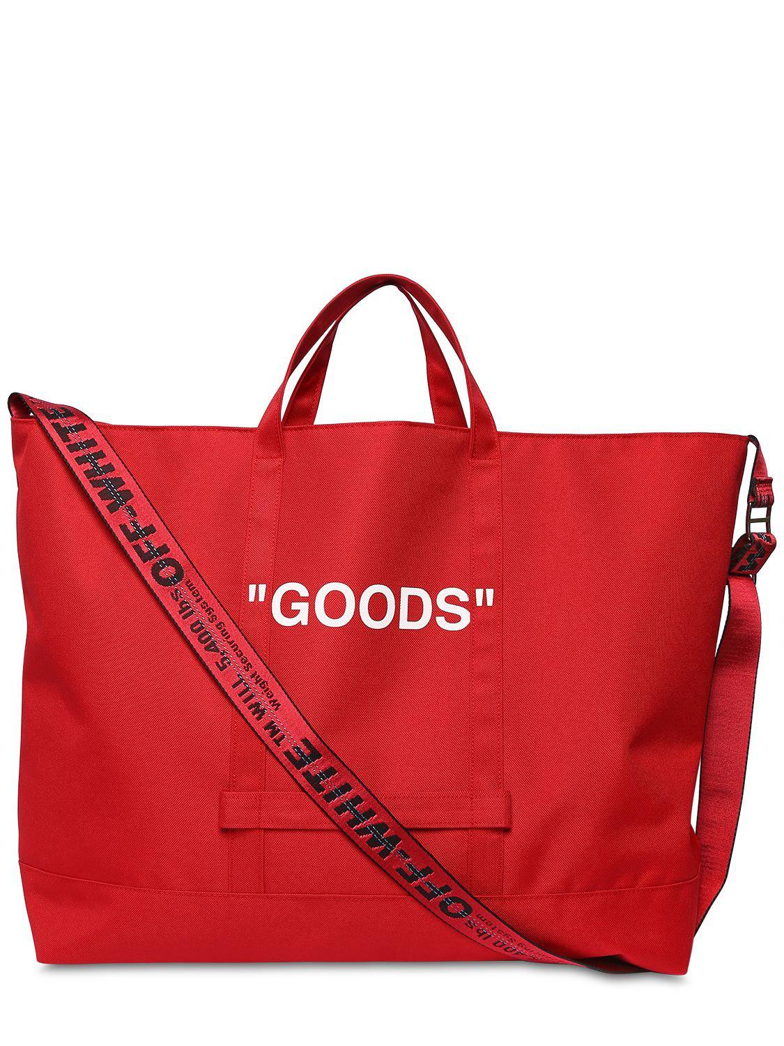 Off-White c/o Virgil Abloh Synthetic """goods"" Nylon Tote Bag" in Red/White  (Red) - Lyst