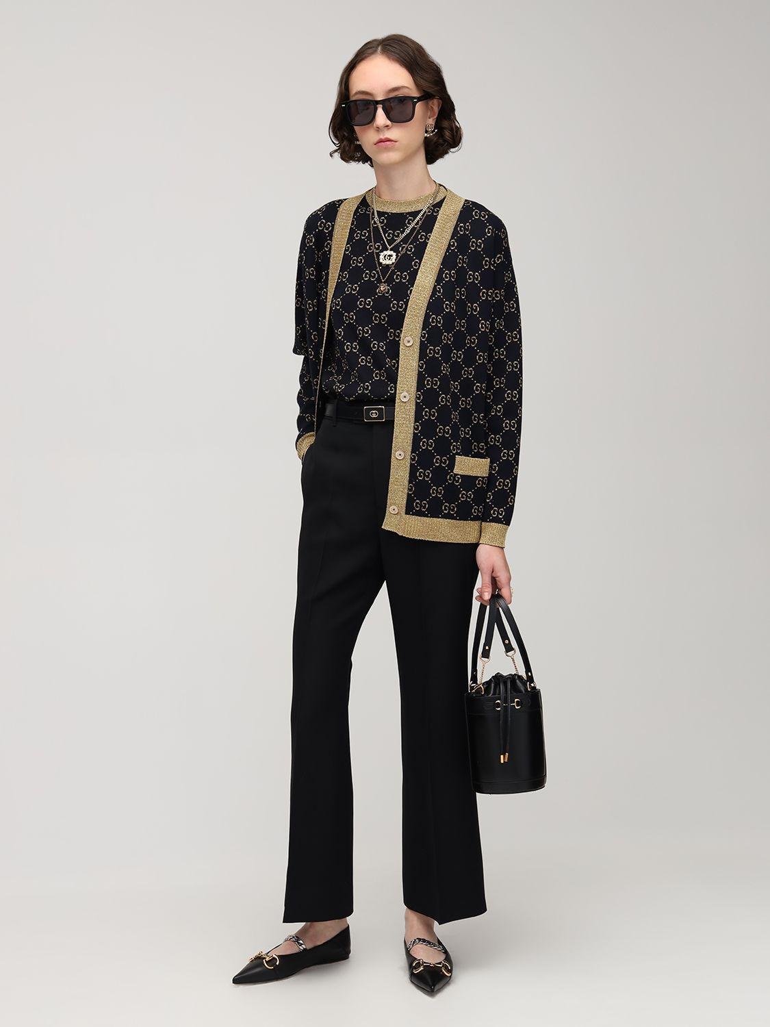 Gucci Cotton Lamé GG Cardigan in Blue 