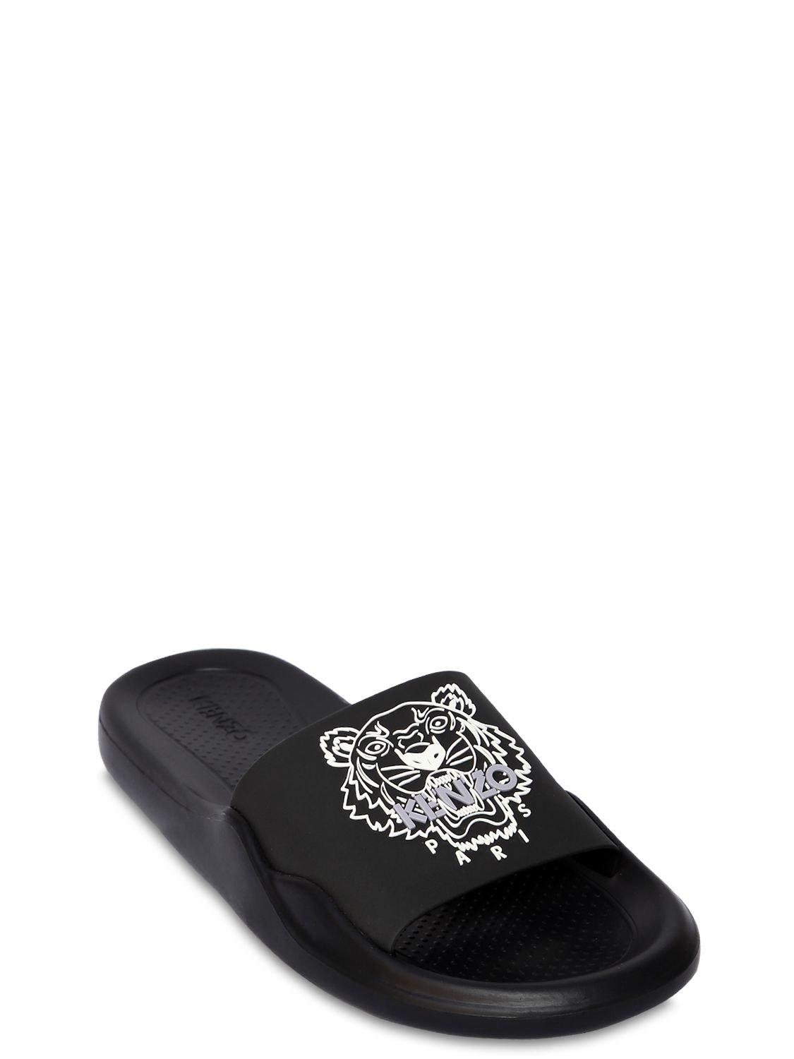 Details about / Kenzo Ladies Tiger Rubber Pool Slides In Black