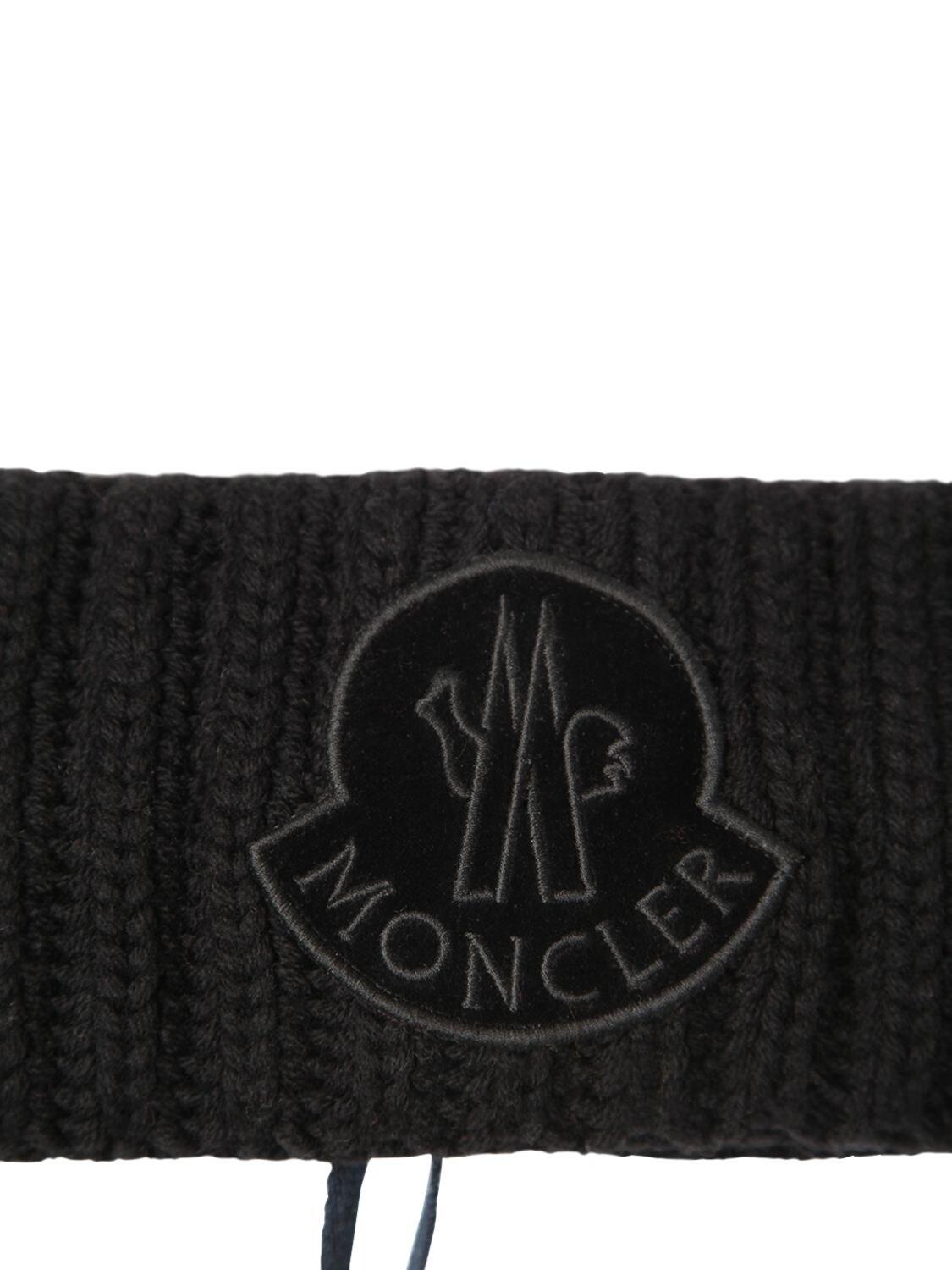 Moncler Wool Rib Knit Headband W/ Velvet Patch in Black Lyst