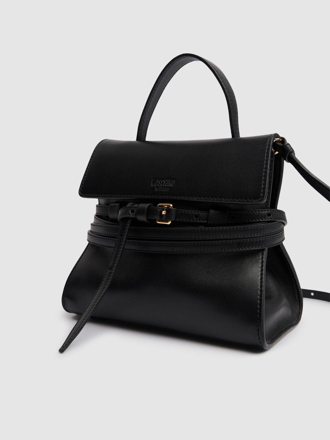 Moschino Mini Tie Me Leather Top Handle Bag Unique in Black