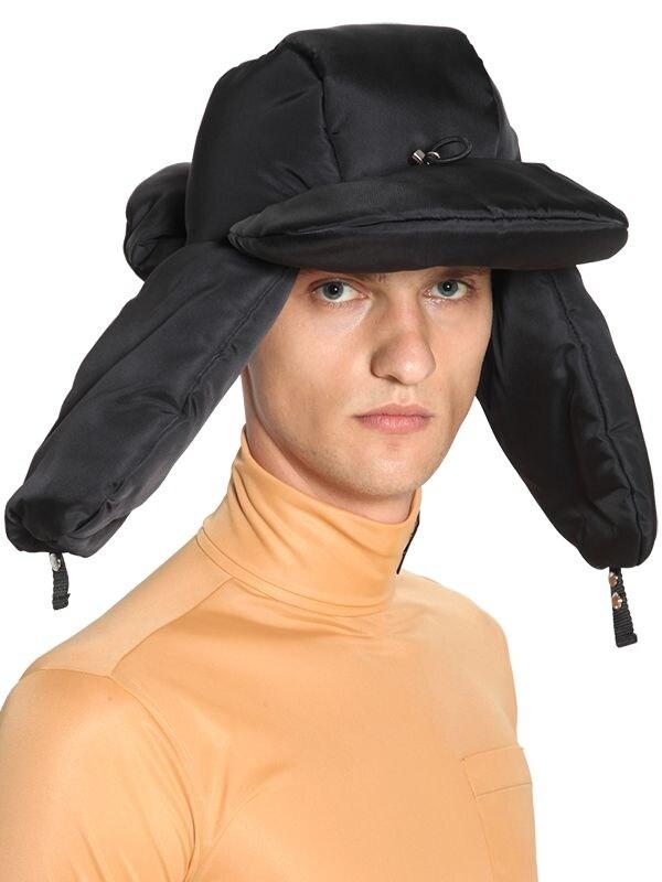 Prada Synthetic Padded Nylon Trapper Hat in Black for Men - Lyst