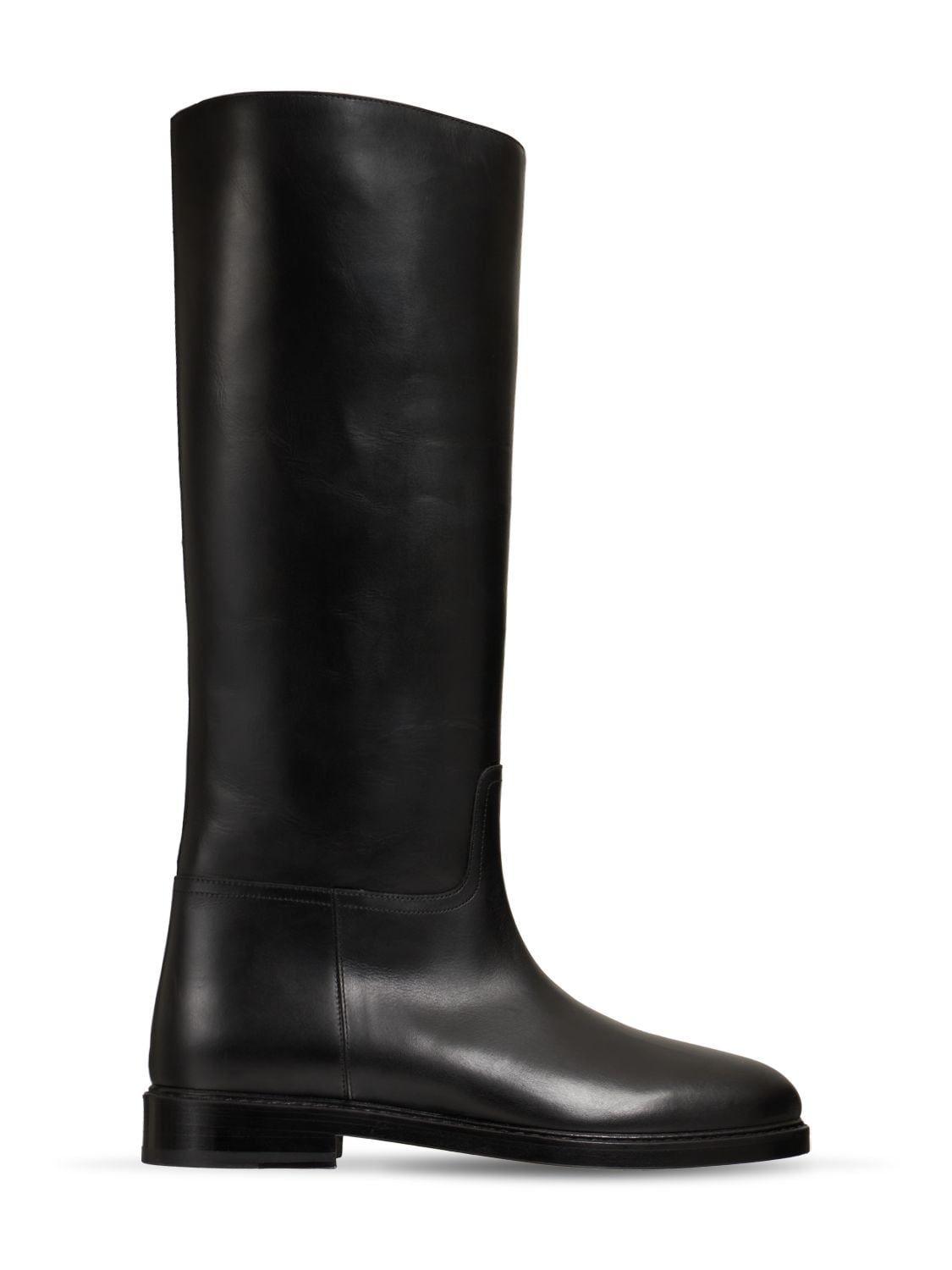 LEGRES 25mm Leather Riding Boots in Black Lyst