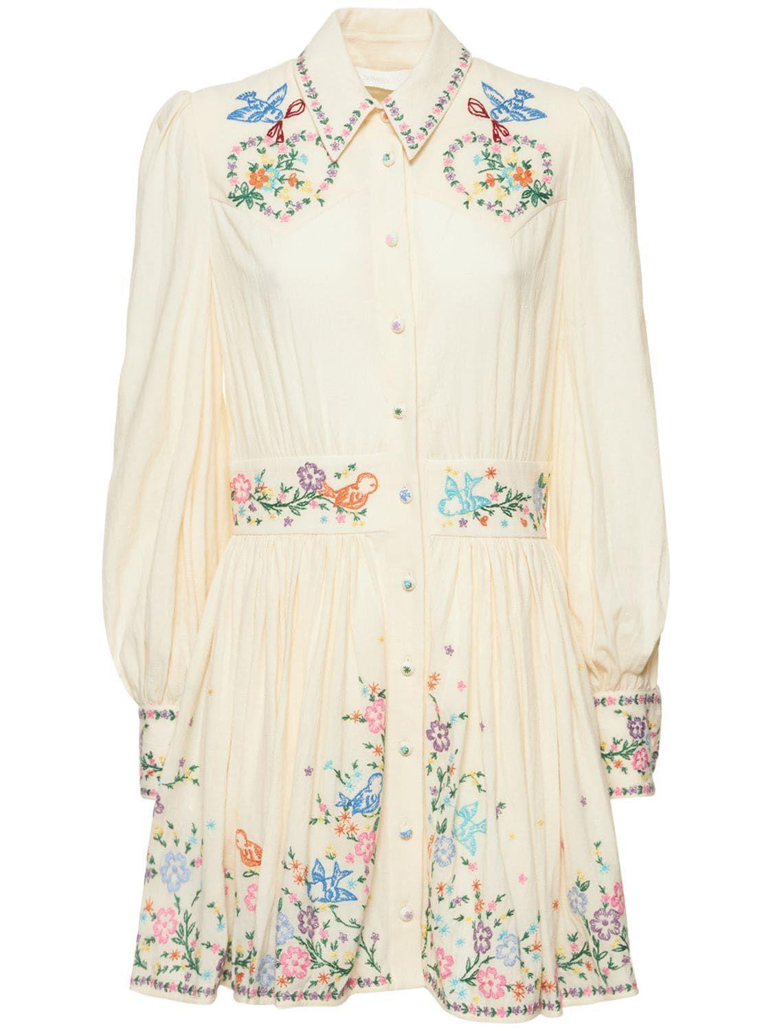 Zimmermann Clover Cotton Mini Shirt Dress in Natural | Lyst