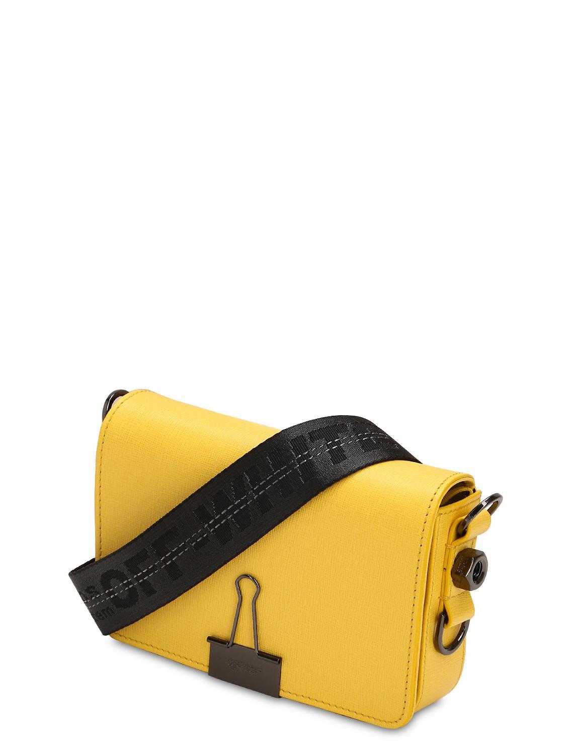 Off-White c/o Virgil Abloh Mini Binder Clip Saffiano Leather Bag in Yellow - Lyst
