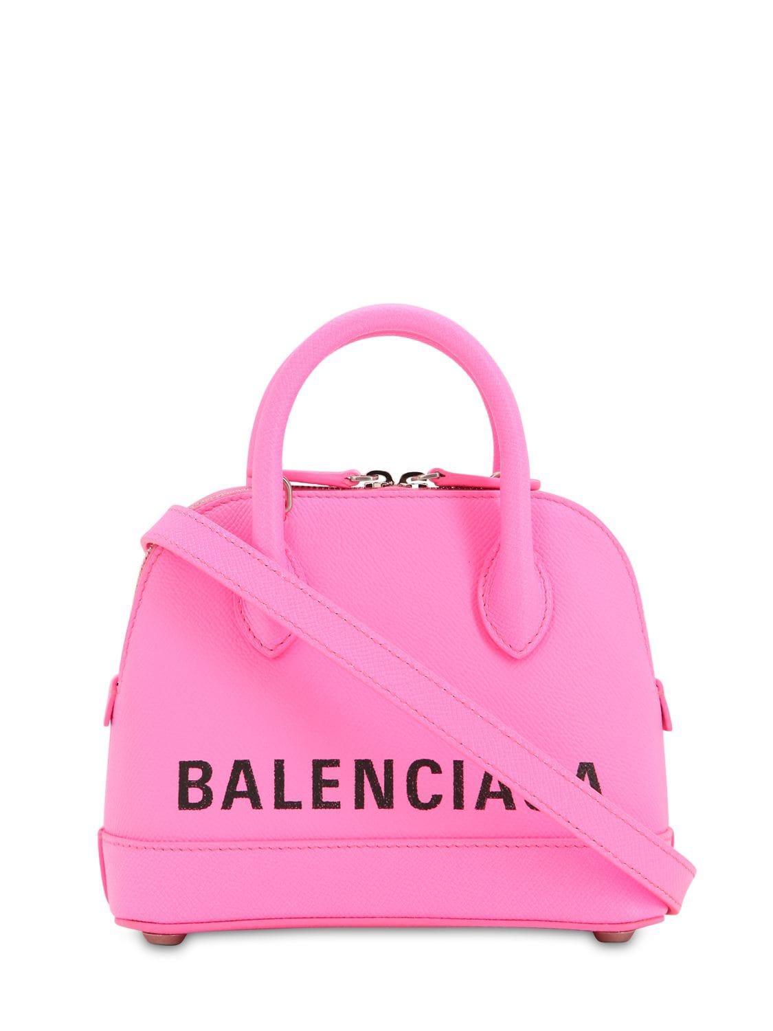 Balenciaga Ville Xxs Aj Top-handle Bag With Logo in Acid Pink 