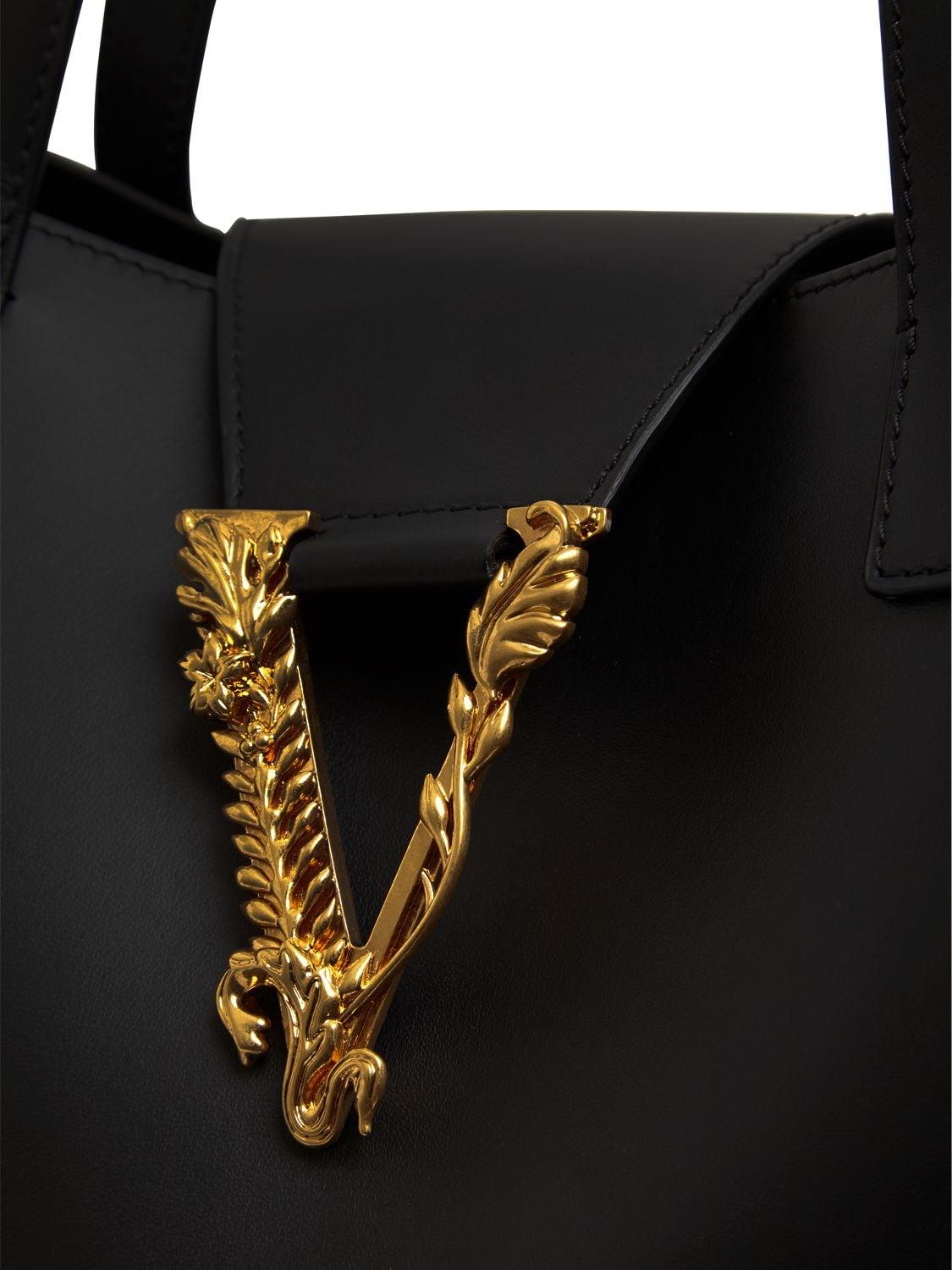 Versace Outlet: Virtus leather bag - Black  Versace crossbody bags DBFH316  D5VIT online at