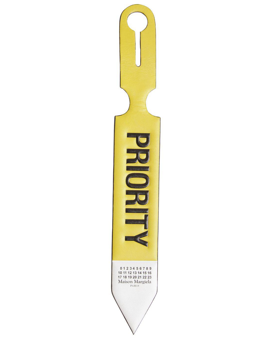 Maison Margiela Priority Printed Leather Luggage Tag in Yellow | Lyst