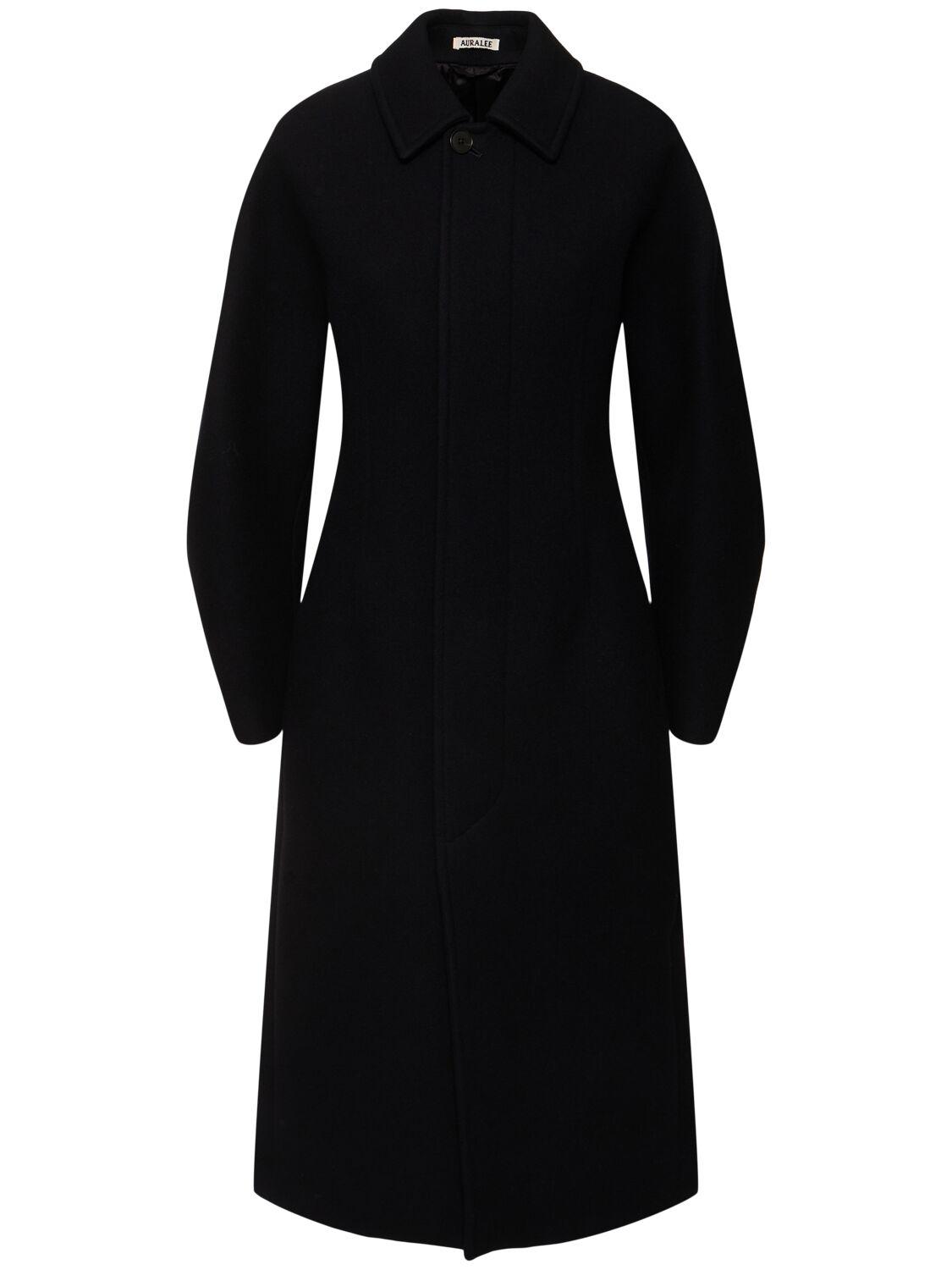 AURALEE Sponge Wool Melton Coat in Black | Lyst AURALEE Sponge Wool Melton Coat in Black | Lyst