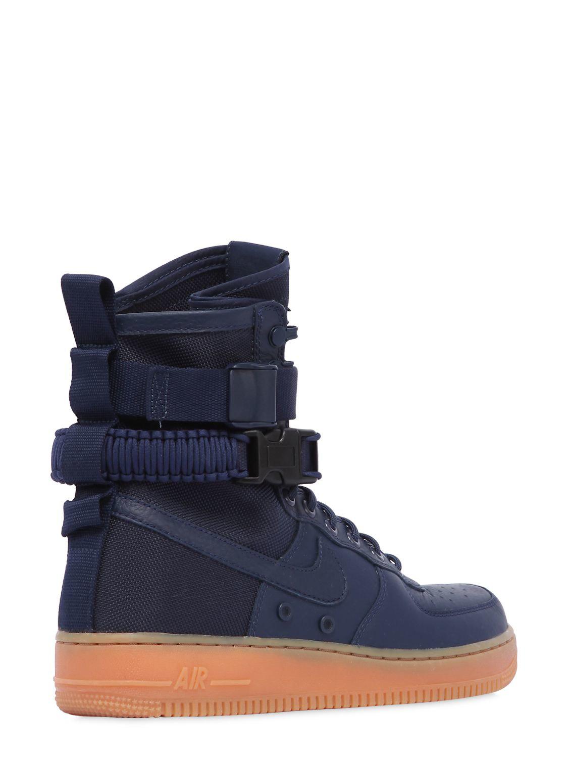 Nike Leather Sf Air Force 1 High Top Sneakers in Blue - Lyst