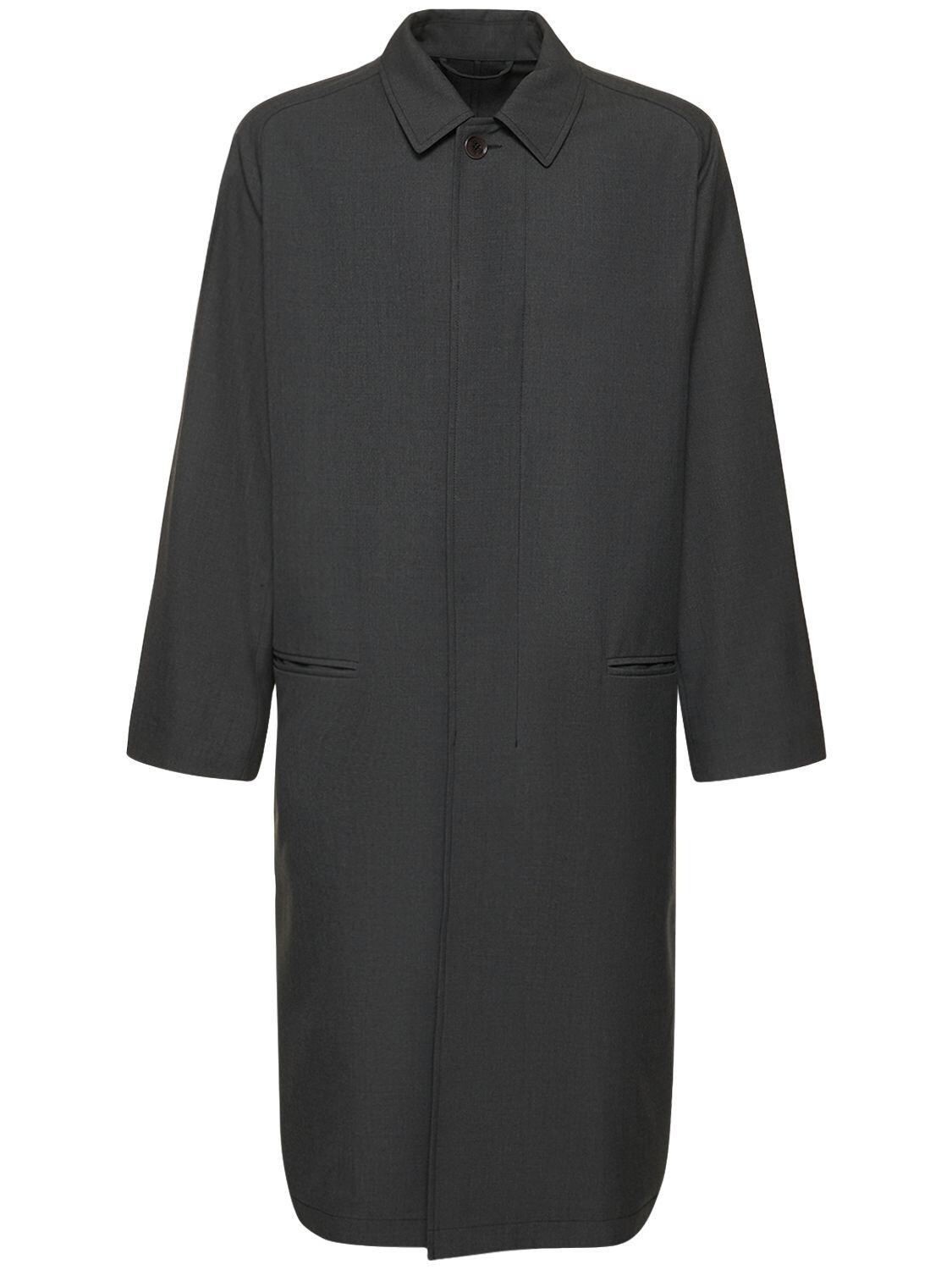 Lemaire Raglan Long Wool Suit Coat in Black for Men | Lyst