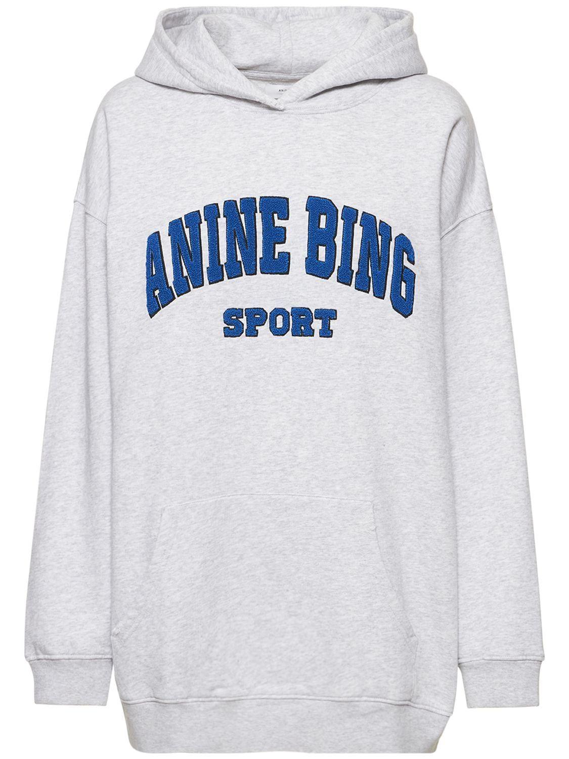 Anine Bing Tyler Logo Hoodie Sweatshirt in Gray | Lyst