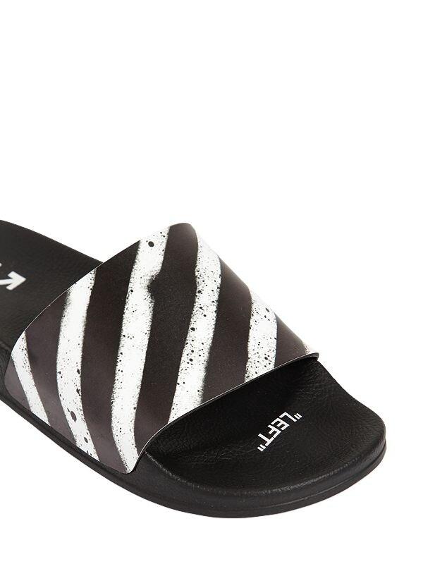 Off white top black spray slides