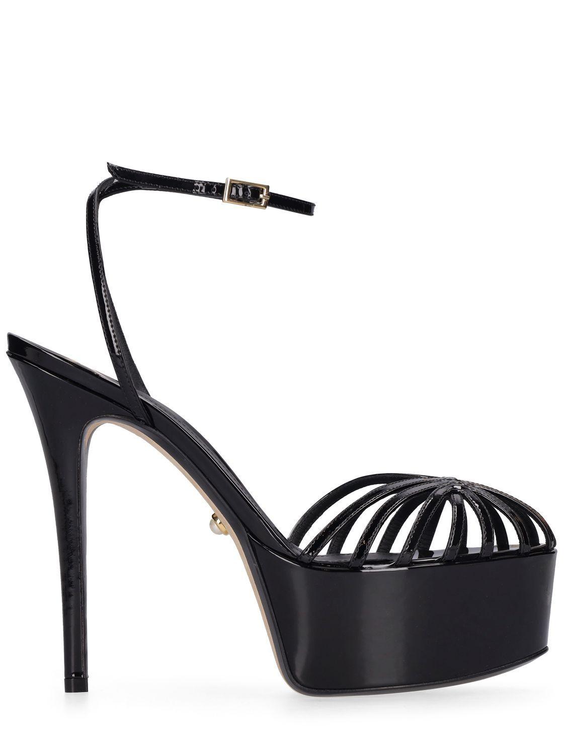 ALEVI 95mm Clio Patent Leather Sandals in Black | Lyst